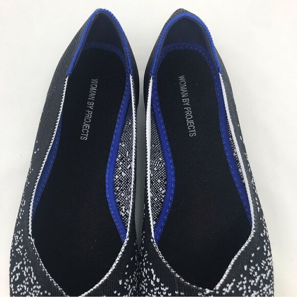 Woman by Projects Black and White Flecked Pattern Soft Knit Pointed Flats- NEW - Picture 11 of 14